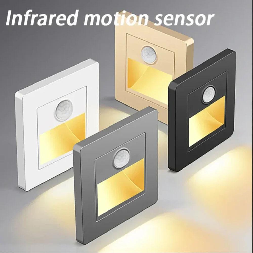 PIR Motion Sensor Wall Lamp Switch Human Body Sensor Footlights  180° Sensor Range for Porch Corridor Corner Stair Lamp