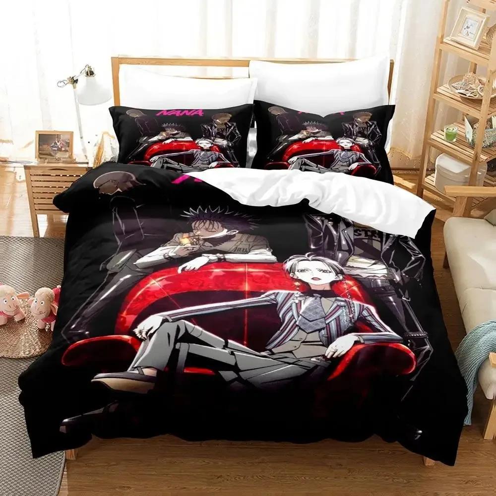 

Comforter Kawaii Girls Nana Bedding Set Single Twin Full Queen King Size Bed Set Adult Kid Bedroom S 3D Anime Bed Comforter (quilt)-EU Single(135*200cm)3pcs