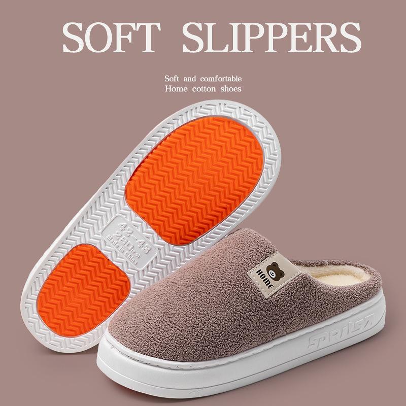 Thickened Bottom Hair Slippers Autumn and Winter Home Stay Warm and Velvet Couple Outdoor Cotton Slippers