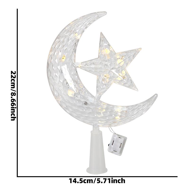 LED Mond Stern Weihnachtsbaumspitze Licht Dekorative Mond Stern Lampe für Eid Mubarak Muslimischer Schmuck Ramadan Dekoration