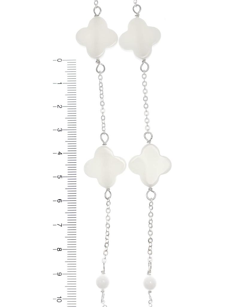 White Onyx Flower Long Natural Power AC300 Necklace, Stone, Stone,