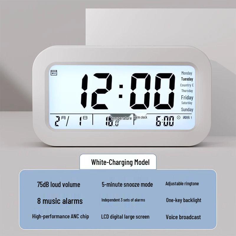 Smart Multi-functional Desktop Alarm Clock with Mute Mode and Long Battery Life