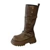 Maillard brown boots women's spring and autumn new fat mm thick legs heightening knight boots small tall boots