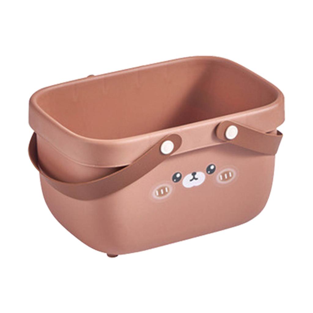 Shower Basket Cartoon Large Opening Widened Handle Sturdy PP Bathing Storage Basket for Bathroom
