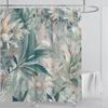 Aquatic Plants Floral Shower Curtain Waterproof Shower Curtain Polyester Fabric 3D Printed Curtain Bathroom Decoration With Hook