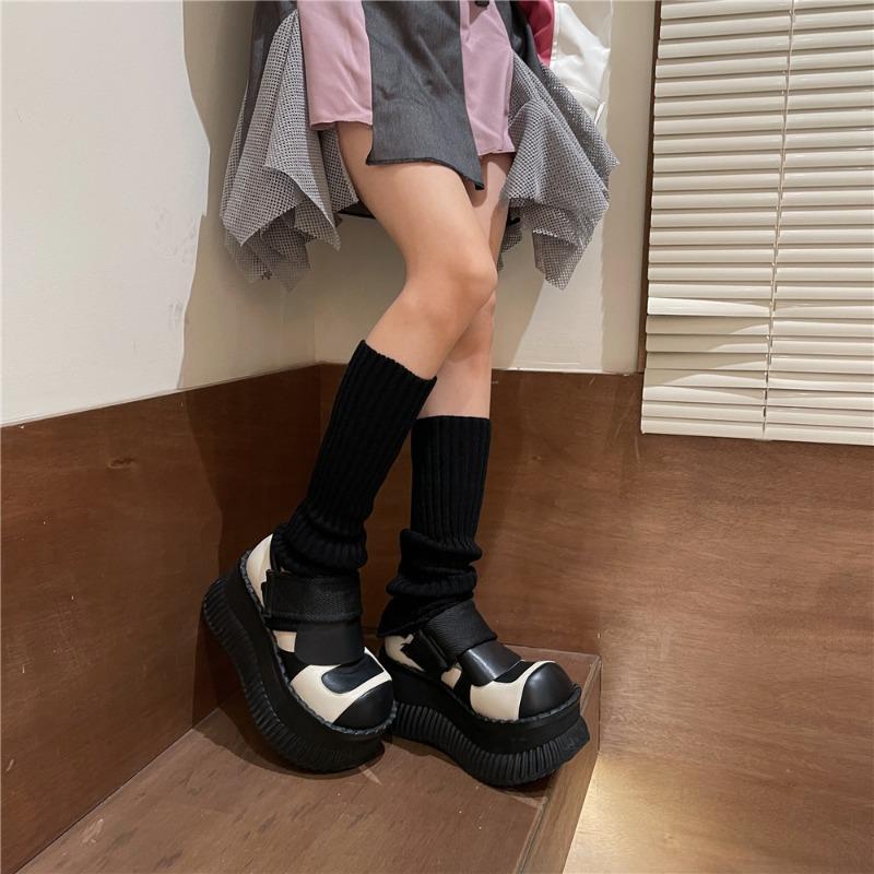 40cm Knitted Leg Warmers Women Sweet Jk Lolita Gothic Striped Harajuku Style Y2k Candy Color Arm Ankle Warm Slouchy Leg Covers