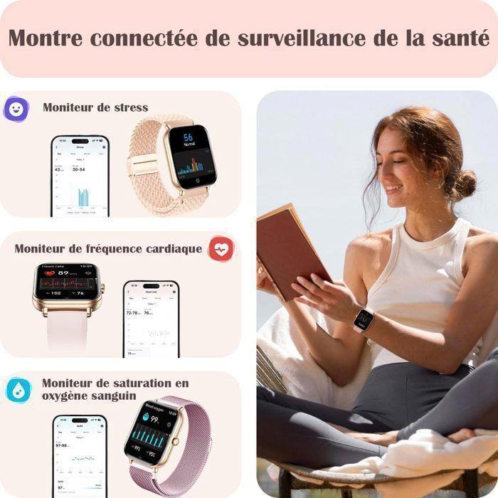 Montre connectée - WENZYLIQUOX - 1,75" TFT - Écran 360×360 IPS - SpO2 & fréquence cardiaque - 3 bracelets (acier, tressé, silicone)