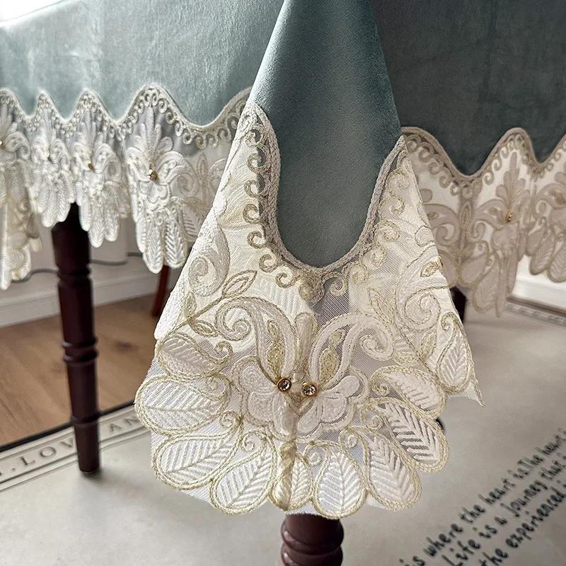 Luxury Retro Lace Tablecloth Coffee Table Cover Cloth European Style All Seasons Oil-Proof and Water-Proof Tablecloth for Home