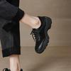 Krazing Pot Suede Round Toe Thick Nottom Lace Up Summer Autumn Leisure Shoes Big Size 42 Women Sneaker