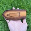 Foling Knife Holder Embossed Cowhide Scabbard Pocket  Knife Cover Split  Leather Case  Camping Knife Holsters Military Knife Cover Belt Buckle