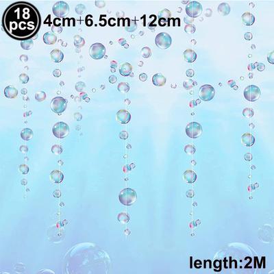 Transparent Bubble Garlands Mermaid Party DIY Decoration Colored Blue Flat Cutouts Hanging Streamer Birthday Wedding Ocean Party