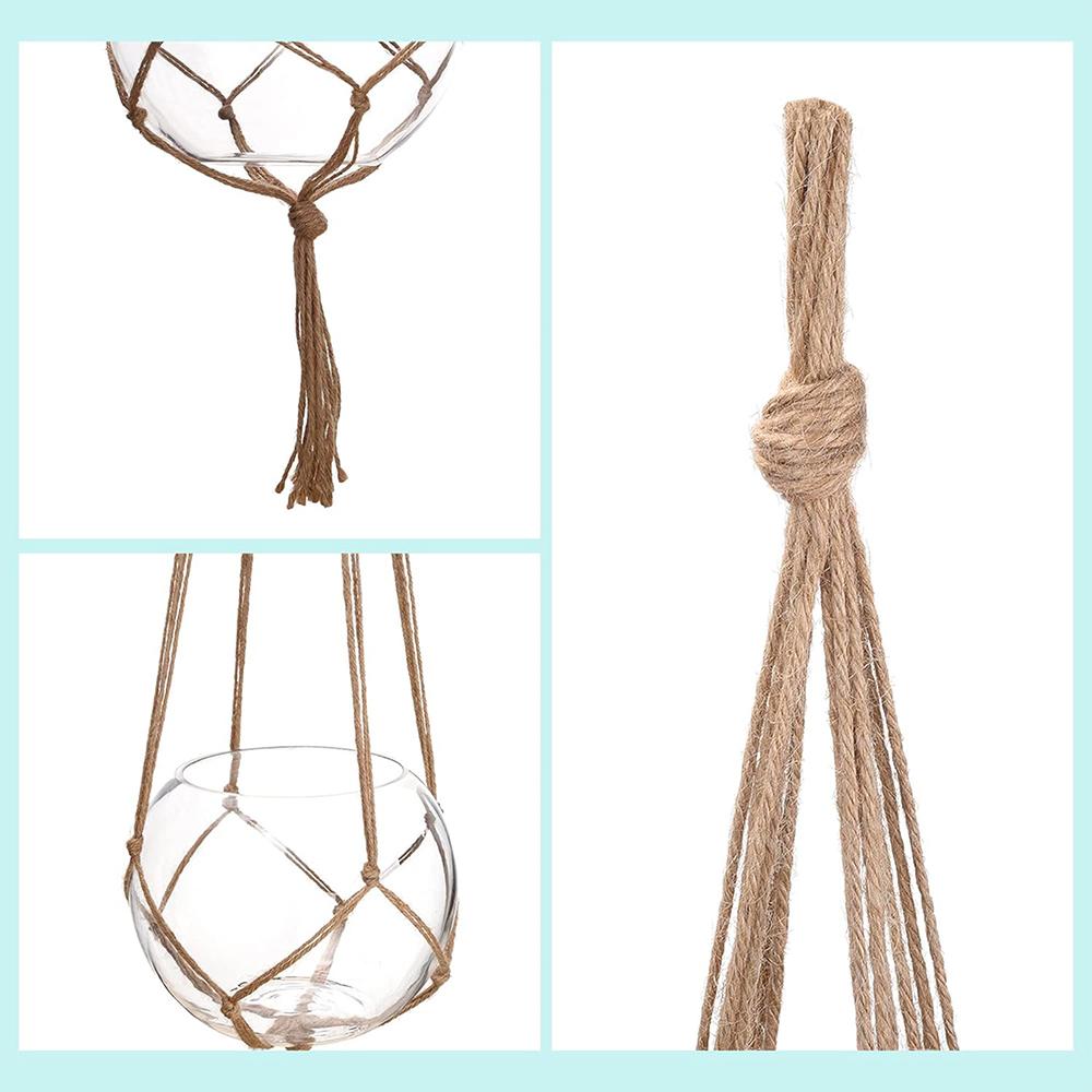 1PC Creative Woven Garden Flowerpot Net Cotton Hemp Rope Hand-Woven Simple Indoor And Outdoor Hanging Wall