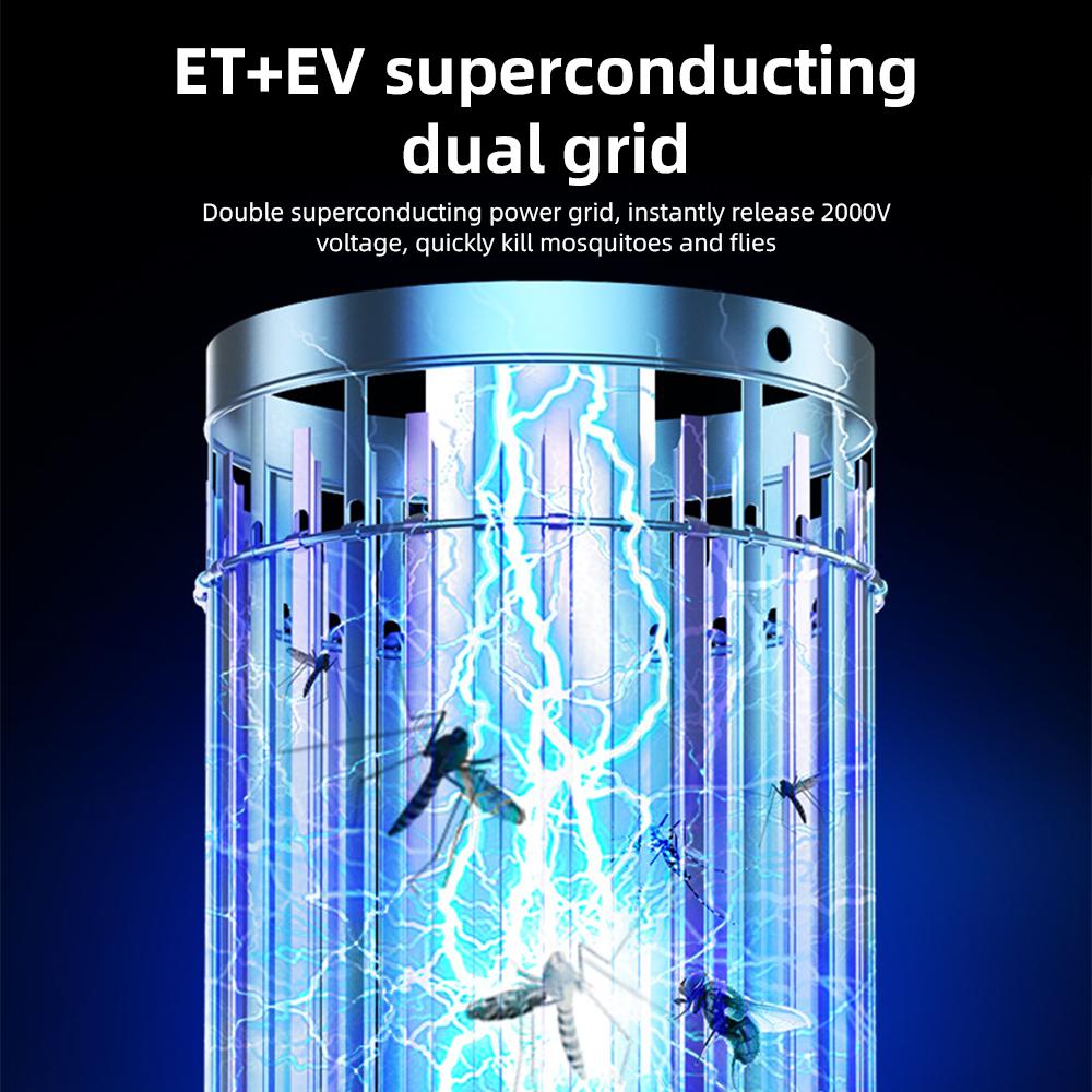 2-in-1 Portable Camping Light and Mosquito Zapper 2000V Electric Bug Zapper Outdoor Lamp Built-in