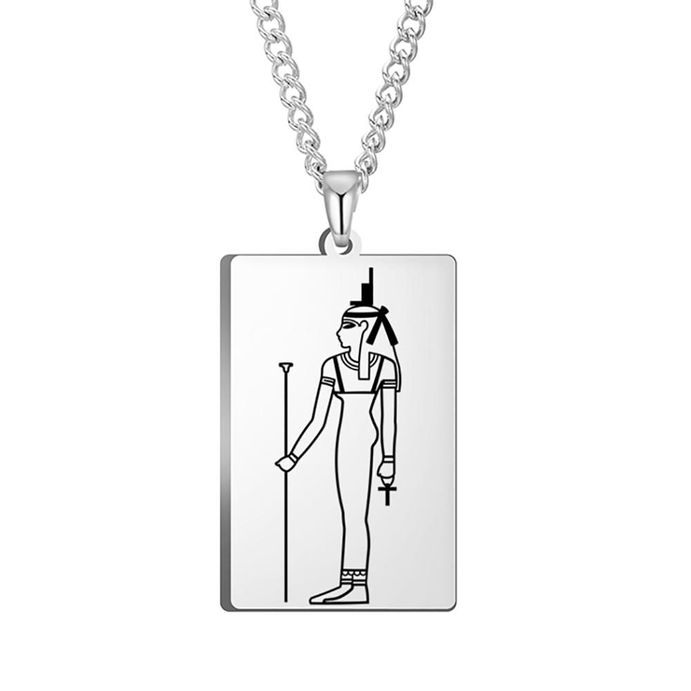 Dawapara Ancient Egyptian Deity Pendant Necklace God Horus Anubis Goddess Isis Amulet Stainless Steel Jewelry