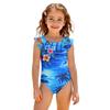 Girls One Piece Swimsuit Hawaiian Print Sleeveless Ruffle Shoulder Swimwear Kids Beachwear Bathing Suit for Summer Pool Water Activities