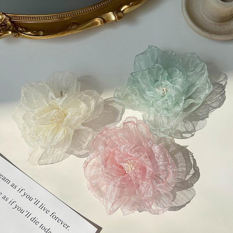Mesh Flower Children'S Hair Clip Sweet And Cute Princess Style Side Clip Headdress Girl Baby Duckbill Headdress