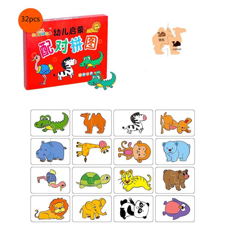 Baby Puzzle Toys for Boys Girls 1 2 3 Years Old Animals Fruit Graph Matching Card Montessori Game Educational Toys for Children