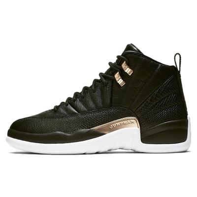 12 Retro Black Metallic Gold White Women's Jordan AO6068-007