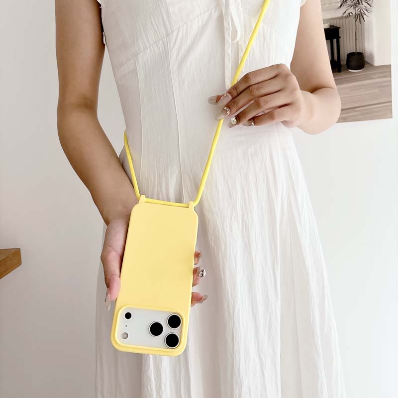 Husă de telefon cu șnur de lux pentru IPhone 17 Air 16 15 14 13 12 Pro Max Plus 16E, Culoare bomboană, Carcasă moale din silicon TPU