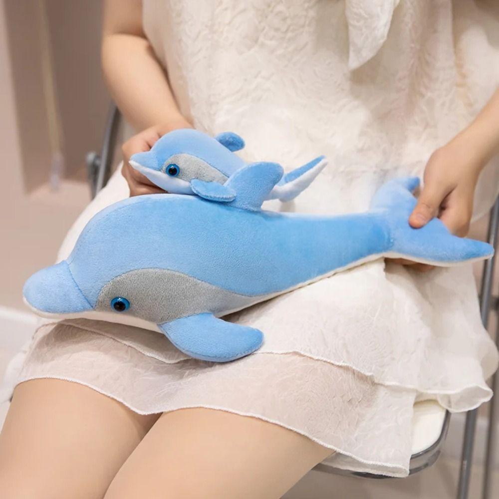 PP Cotton Blue Dolphin Plush Toys Marine Life Dolphin Sofa Pillow  Boys Girls