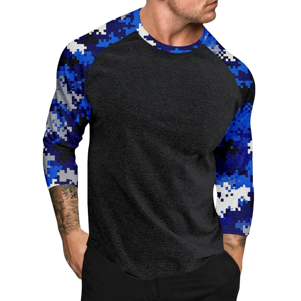 Camouflage Style Printed Raglan Sleeves Men's Short Sleeved Top