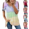 Damen-T-Shirt, bedruckt, V-Ausschnitt, Pailletten, kurzärmelig, Sommer, lässig, lockeres Oberteil