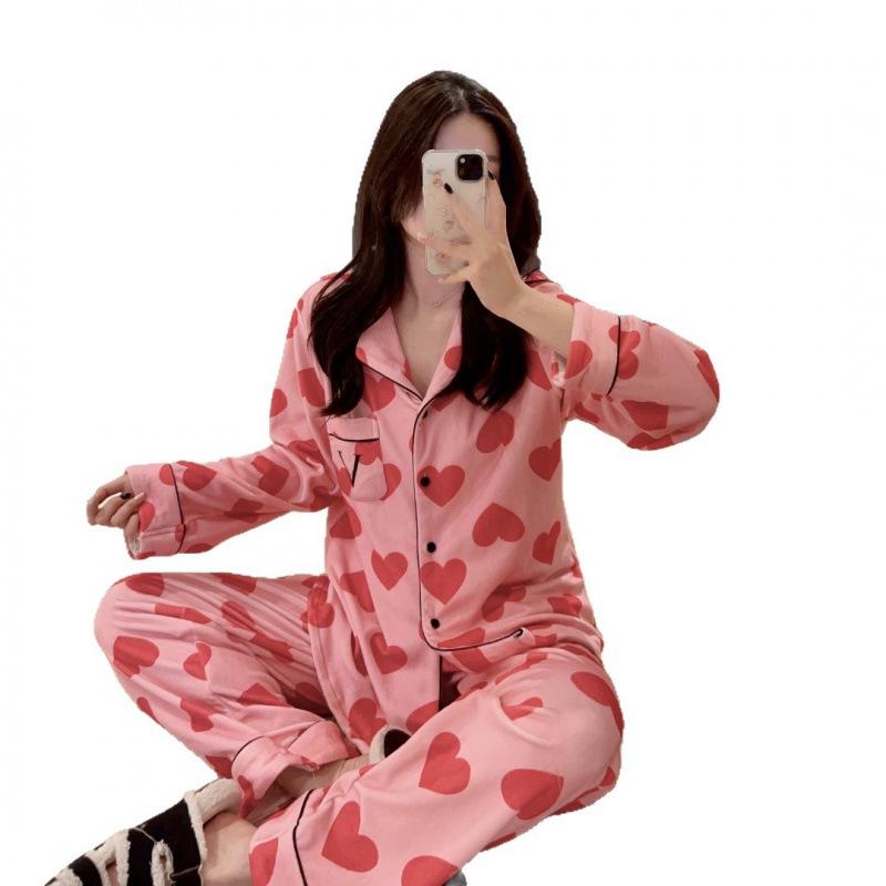 Damen Herz Korallenfleece Pyjama Set - Dick, Kuscheliges Samt für Herbst/Winter 2025