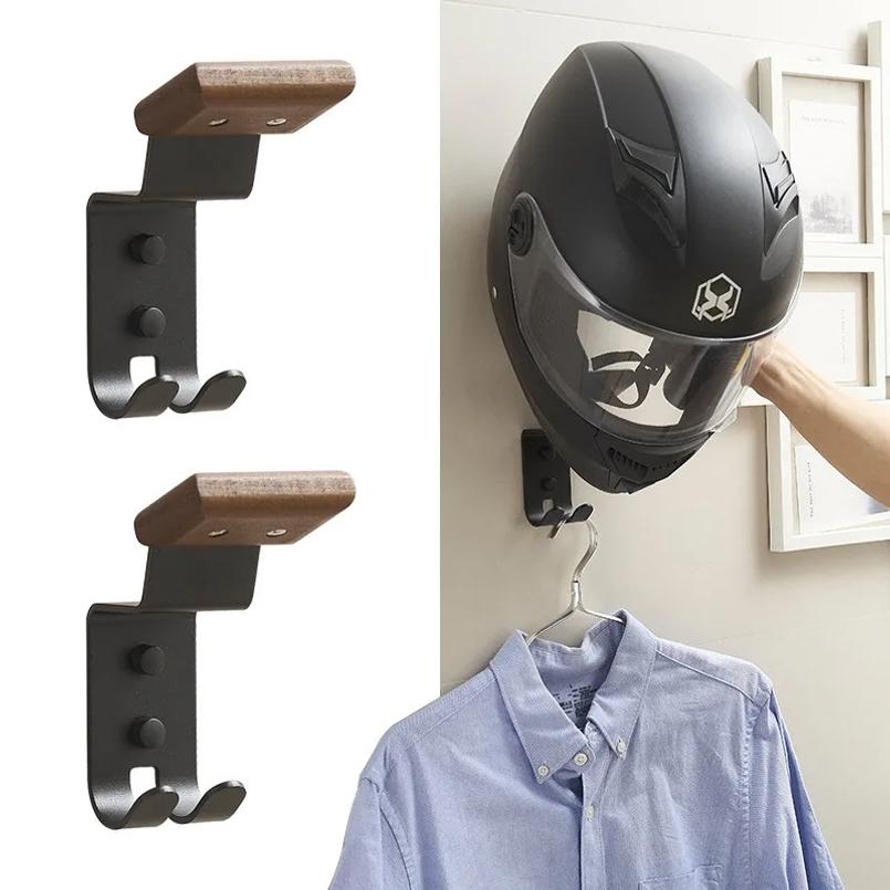 Helmhalterung Wandmontage Holz & Karbonstahl Rostfrei 6,1/10,04 Zoll für Motorradgarage