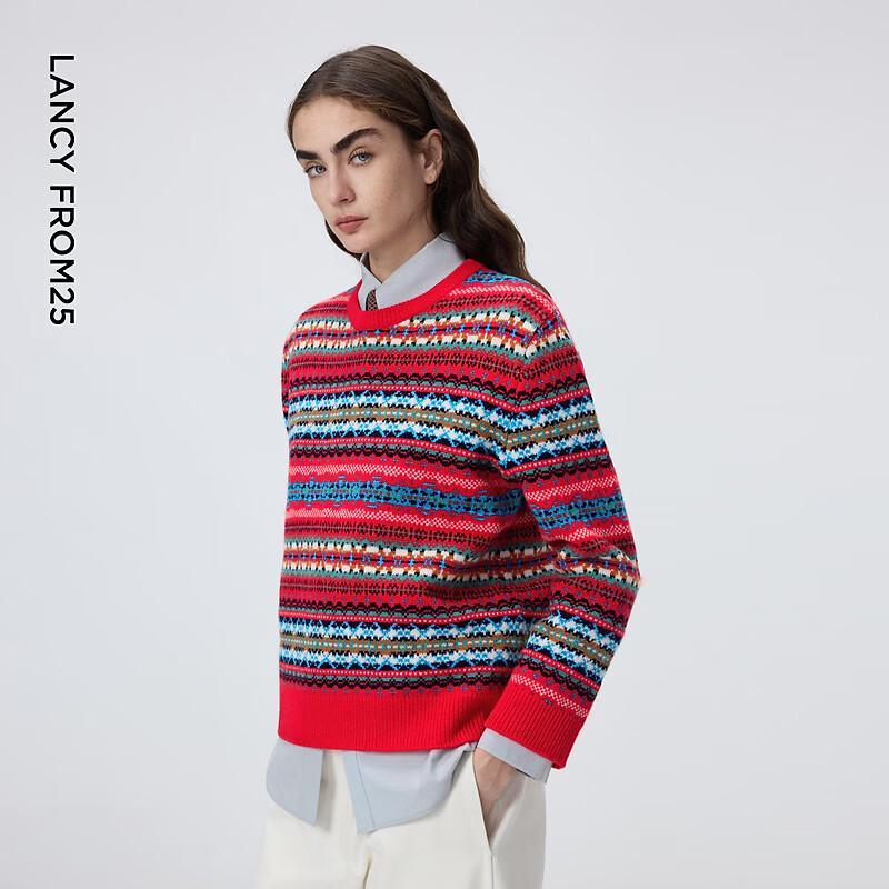 Langzi MONEY HONG Women's Fair Isle Wool Jacquard Sweater