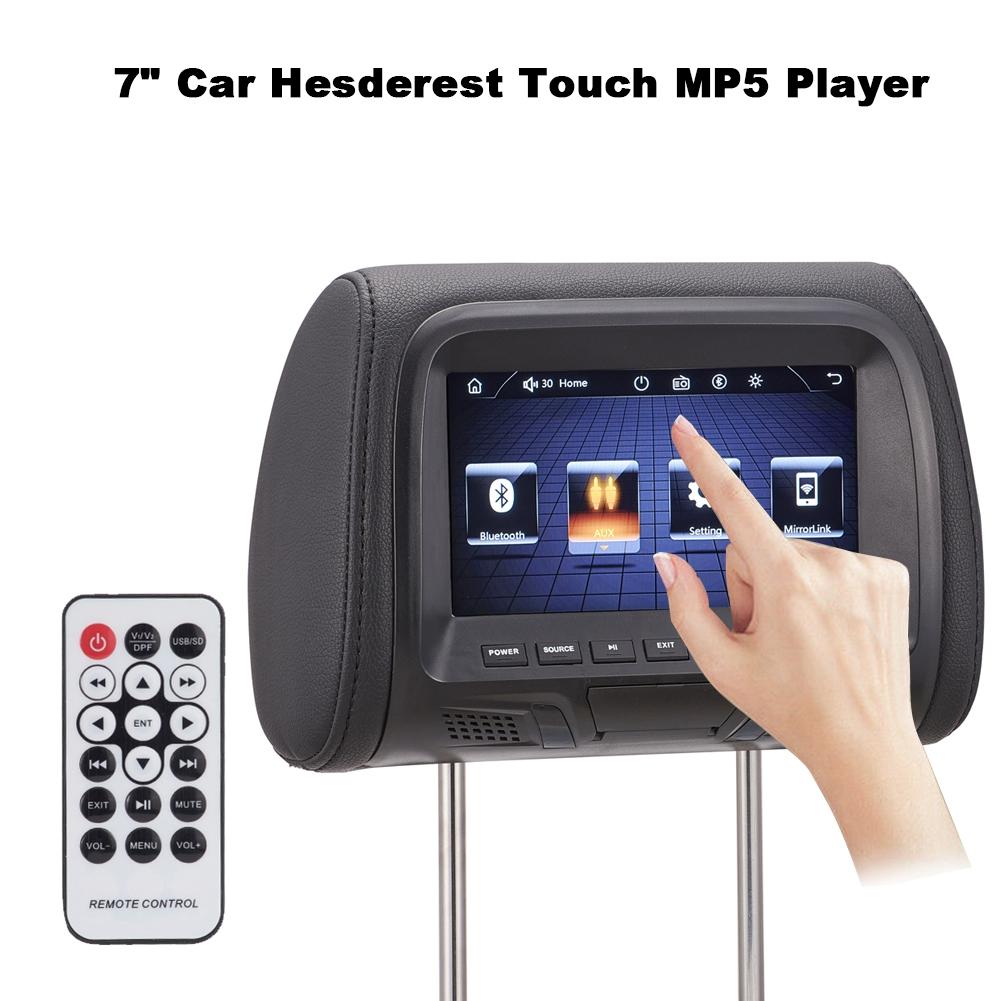 7 INCH LCD Screen Car Headrest Monitor Video Player with MP5(USB/SD Port) IR FM Phone Link Touchscreen