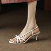 Fashion 2024 Summer Women Shoes Leather Open Toe Thin Heel Women Sandals Sexy Shoes for Women Ankle Strap High Heel Shoes