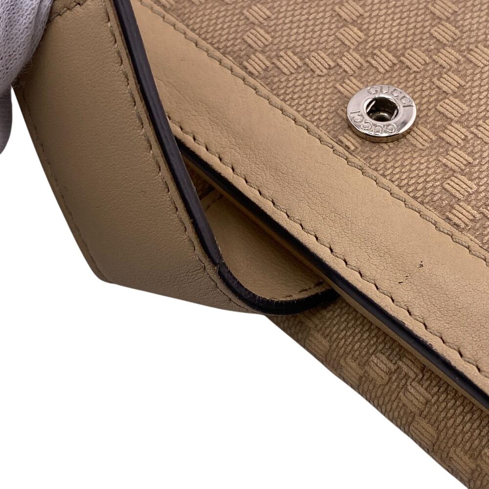 Gucci 231839 W Hook Wallet  Diamante Leather Purse Beige Leather Women Used