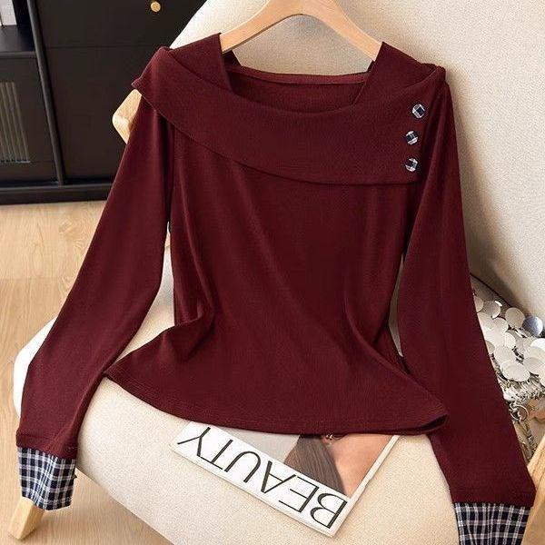Women's Korean Style Slimming Thermal Long-Sleeve Casual T-Shirt, 2025 Autumn/Winter Collection