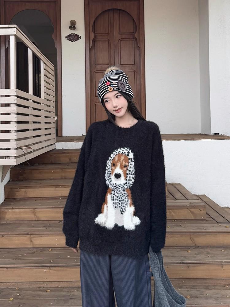 Cozy Korean-Style Round Neck Knit Sweater - Soft, Chewy, and Relaxed Long-Sleeve for Autumn/Winter