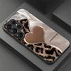 Leopard patterned heart-shaped design glass phone case suitable for Samsung GalaxyS26 S25 S24 S22 S21 S20FE/Ultra/Plus anti drop
