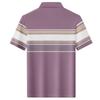 Shanshan Men's Silk Cotton Blend Striped Polo T-Shirt