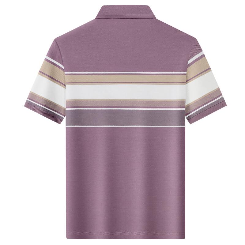 Shanshan Men's Silk Cotton Blend Striped Polo T-Shirt
