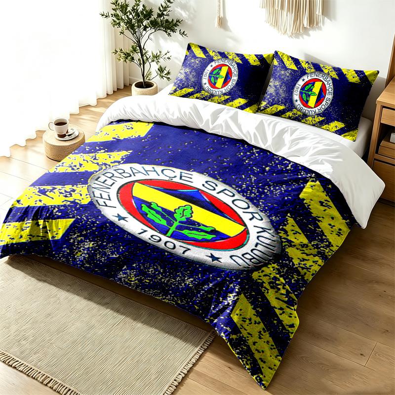 Fenerbahce 3pc Duvet Cover Set Simple Modern Bedding Set Wrinkle Resistant Soft Fabric All Season Use a perfect gift