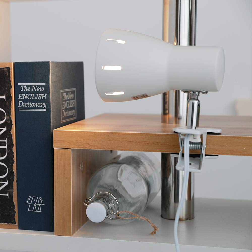 Kyodo Lighting Clip Light, LED, E26, Desk Lamp, GT-TD-WHITE, Clip-on, Indirect Lighting, Spotlight, with Switch, Stylish, Outlet-Operated, Interior