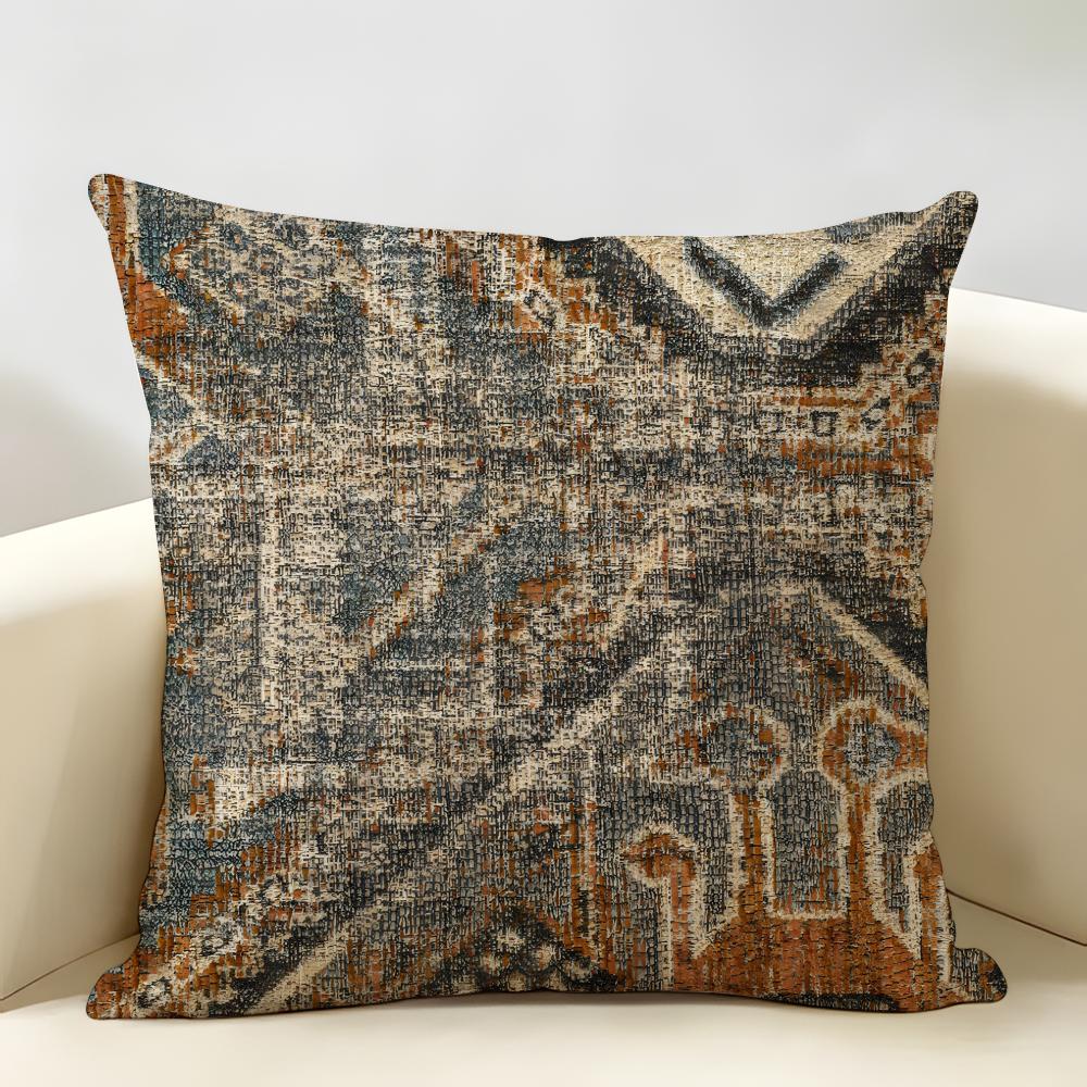 Moroccan Style Art Cushion Cover Natural Linen Organic Fabric Double-Sided Printing Breathable Perfect For Home Decor