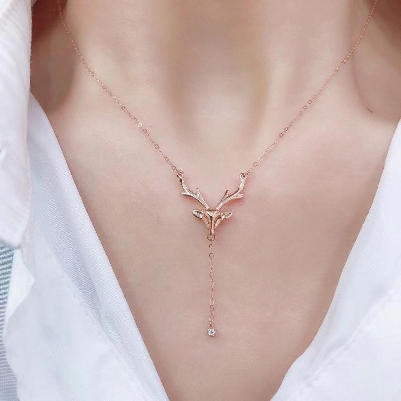 Zhou Jia Versatile Elk Necklace: Lively Deer Ears - A Xiaohongshu Christmas Gift for Her