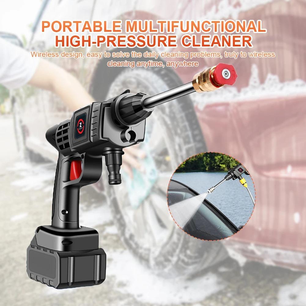 Car Wash Gun 200W 50Bar 10000mAh Cordless Washing Guns High Pressure Washer Spray Water Gun Portable Washing Machine for Garden