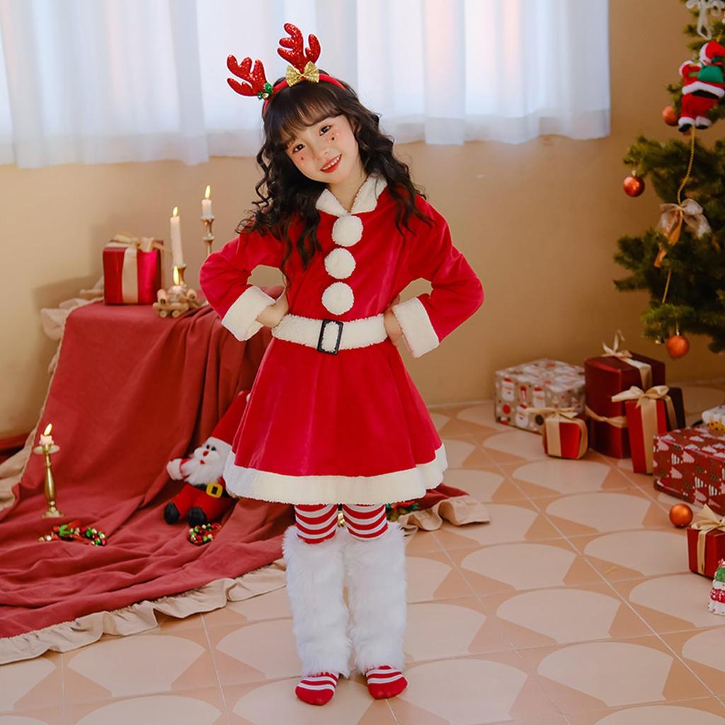 Santa Costume for Santa Santa Santa Christmas One Santa Fluffy New School Set [CSILOVEE] Kids, Claus, Cosplay, Clothes, Costume, Kids, Girls, Piece,