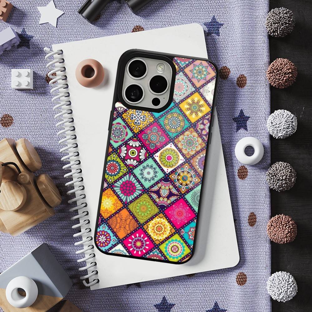 Tile Moroccan For iPhone Mini,13,Max,11,15,17,14,Plus,12,Pro,16,For Magsafe,Magnetic Wireless Charging Case