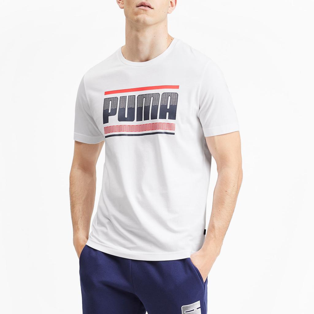 Puma Graphic Loose Fit Crew Neck Short Sleeve T-Shirt Men Tops White 580191-02