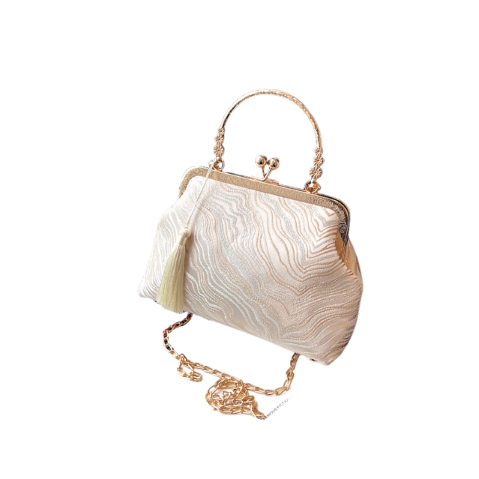 

Lamerry Party Bag, Wedding Clutch Bag, Shoulder Bag, Perfect for Kimono, 3-Way, Pearl Tassel Included, Handheld, Hakama Bag, Women s, White