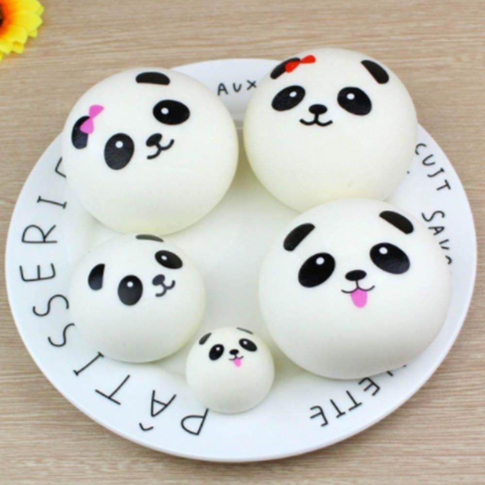Relieves Ball Simulation Stress PU Toys Straps Kawaii Cartoon Panda Squeeze Toys Silicone