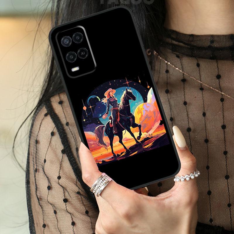 Space Cowgirl Case For Oppo A80 A60 A40 A17 A57 A77 A74 A54 A94 A78 A98 A18 A38 A58 A96 A76 A16 A15 A5 Pro