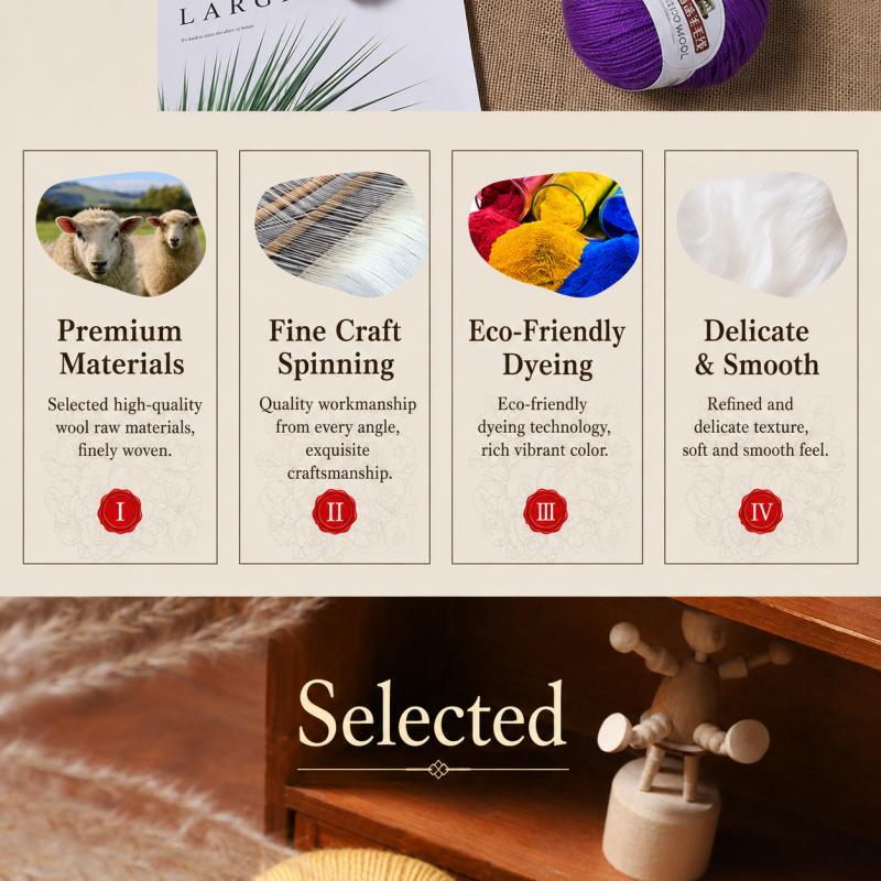 Merino Wool Yarn 3 Strand Medium Fine Hand Knitting Thread For Sweaters Hats Scarves DIY Crochet Craft Needlework Supplies And Handmade Projects
