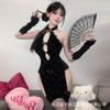 Sex Underwear Sexy Classical High Split Lace Cheongsam Deep V Uniform Breast Set Pajamas Women